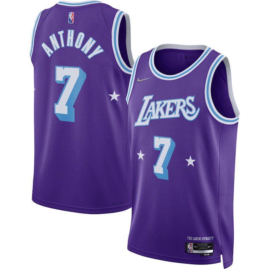 Men Los Angeles Lakers #7 Carmelo Anthony Nike Purple City Edition Swingman NBA Jersey->los angeles lakers->NBA Jersey